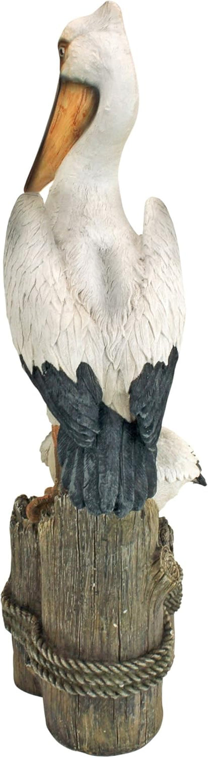 Stunning Coastal Pelican Garden Statue - 24" Tall Cast Stone Resin Decor for Your Outdoor Oasis