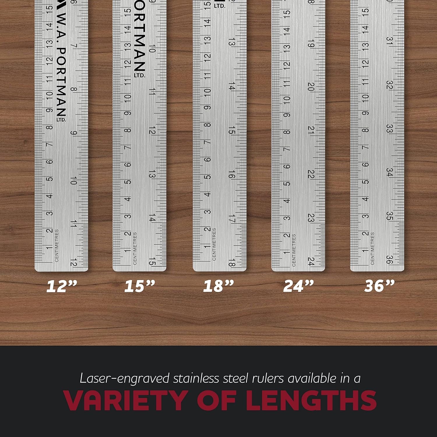 Metal Ruler 36 Inch Cork Back - Straight Edge 36 Inch Metal Ruler - Flexible & Non-Slip Stainless Steel - Imperial & Metric Graduations for Precision Measuring