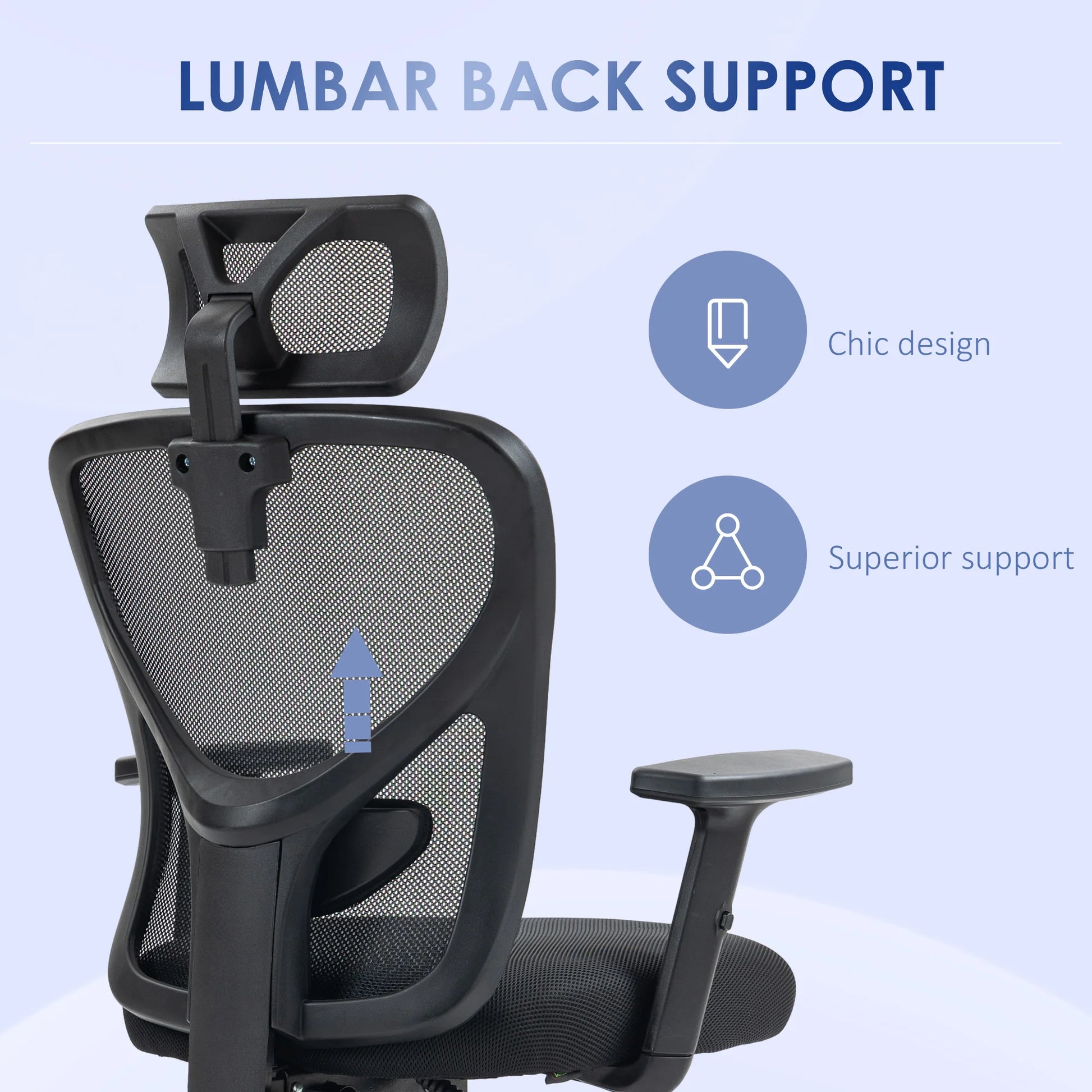 High Back Ergonomic Computer Home Office Chair, Mesh Task Chair with Lumbar Back Support, Reclining Function, Black