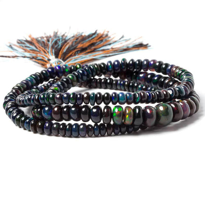 Black Ethiopian Opal Plain Rondelle Beads 200 pieces AAA Grade
