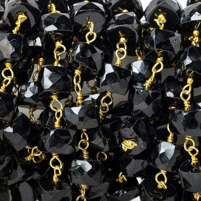6mm Black Spinel faceted cube Vermeil Chain by the foot