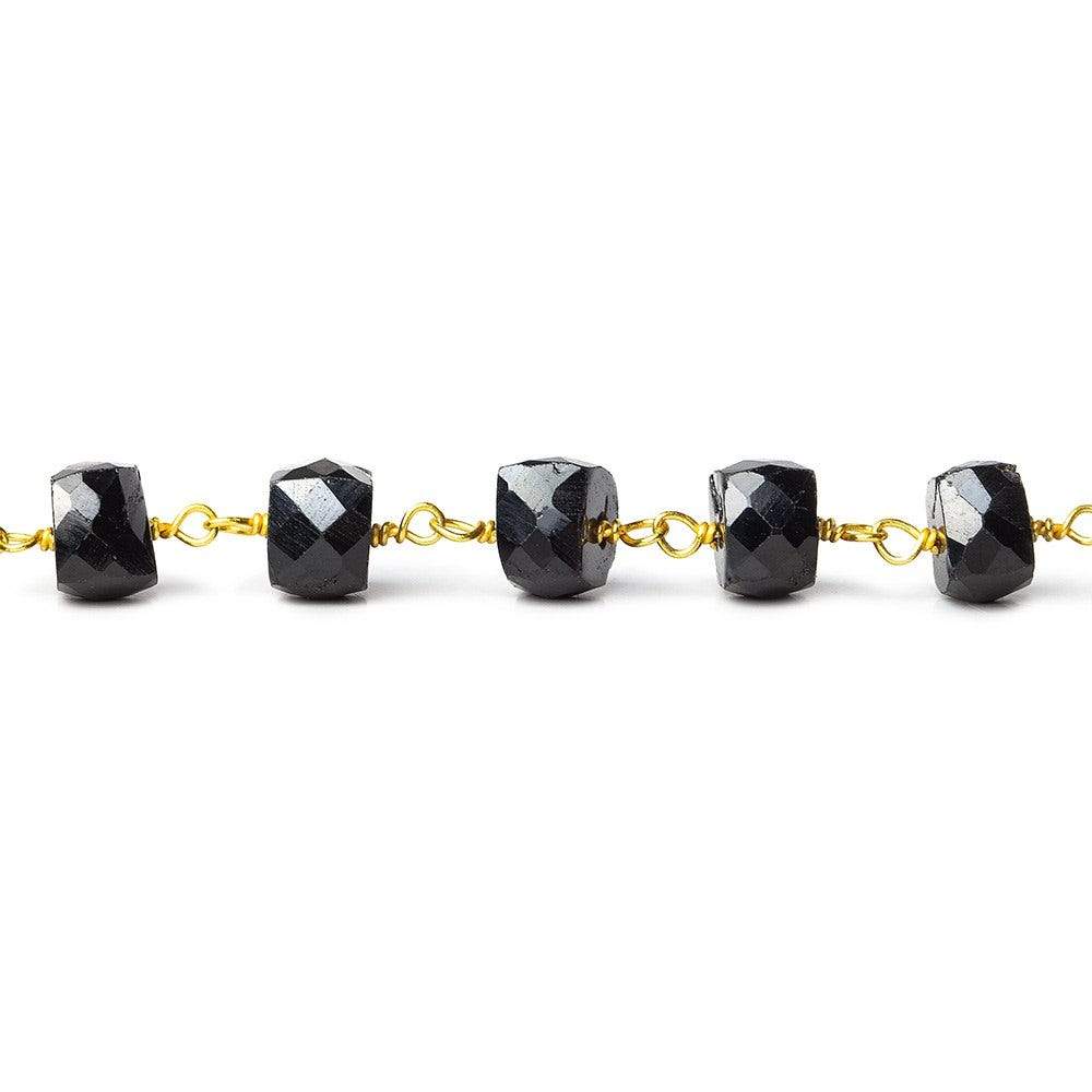 6mm Black Spinel faceted cube Vermeil Chain by the foot
