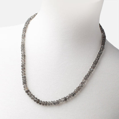 Black Tourmalinated Quartz Faceted Rondelle Necklace AAA
