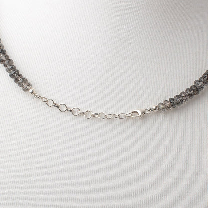 Black Tourmalinated Quartz Faceted Rondelle Necklace AAA