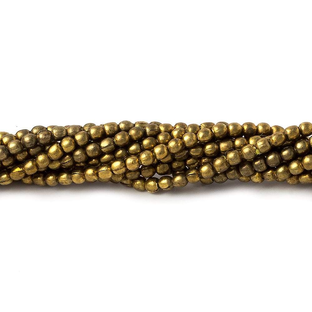 Brass Plain Round Beads on an 8 inch Strand