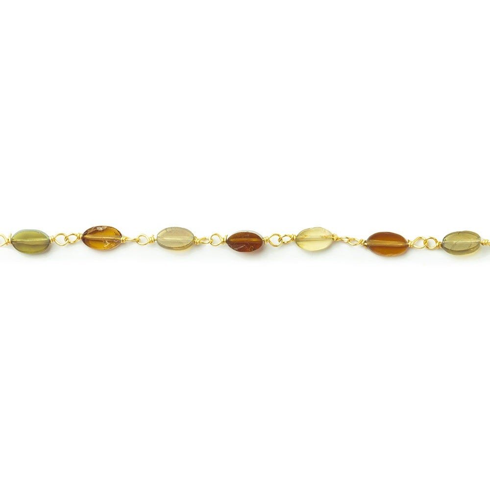 Brown and Green Tourmaline oval Vermeil Chain by the foot