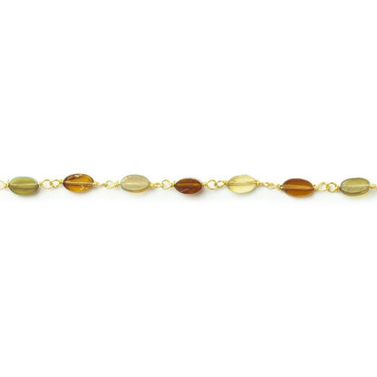 Brown and Green Tourmaline oval Vermeil Chain by the foot