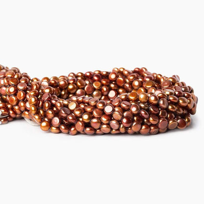 6mm Burnt Orange Button Freshwater Pearl 16 inch 65pcs