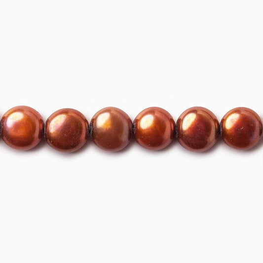6mm Burnt Orange Button Freshwater Pearl 16 inch 65pcs