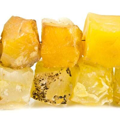 Buttercup Yellow Agate Beads Hammer Faceted Cube, Set of 2
