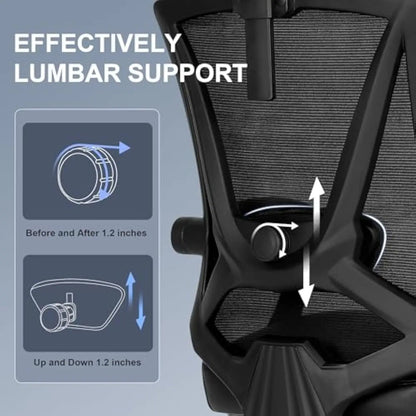 Ergonomic Office Chair with Footrest, Ergonomic Desk Chair with Adjustable 2D Lumbar Support, High Back Computer Chair with Ad