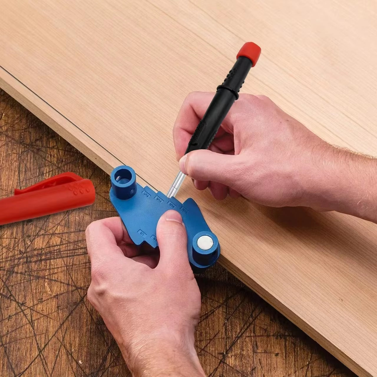 Solid Carpenter Mechanical Pencil for Woodworking Construction One-Piece Design Pen Cap with Sharpener Stationery Supplies