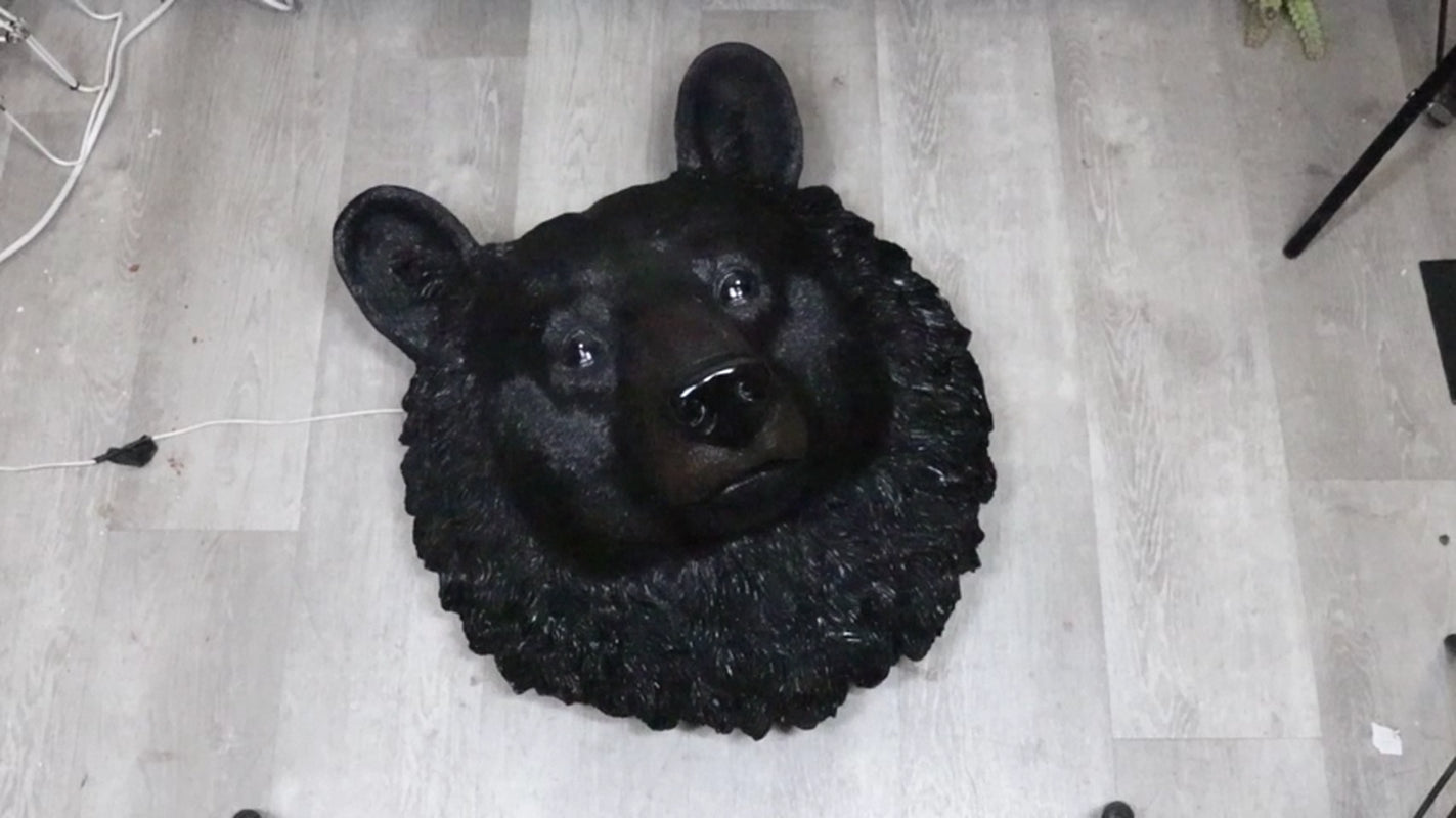 Large Magnificent Black Bear Wall Head Taxidermy Replica Decor Plaque 23"Tall