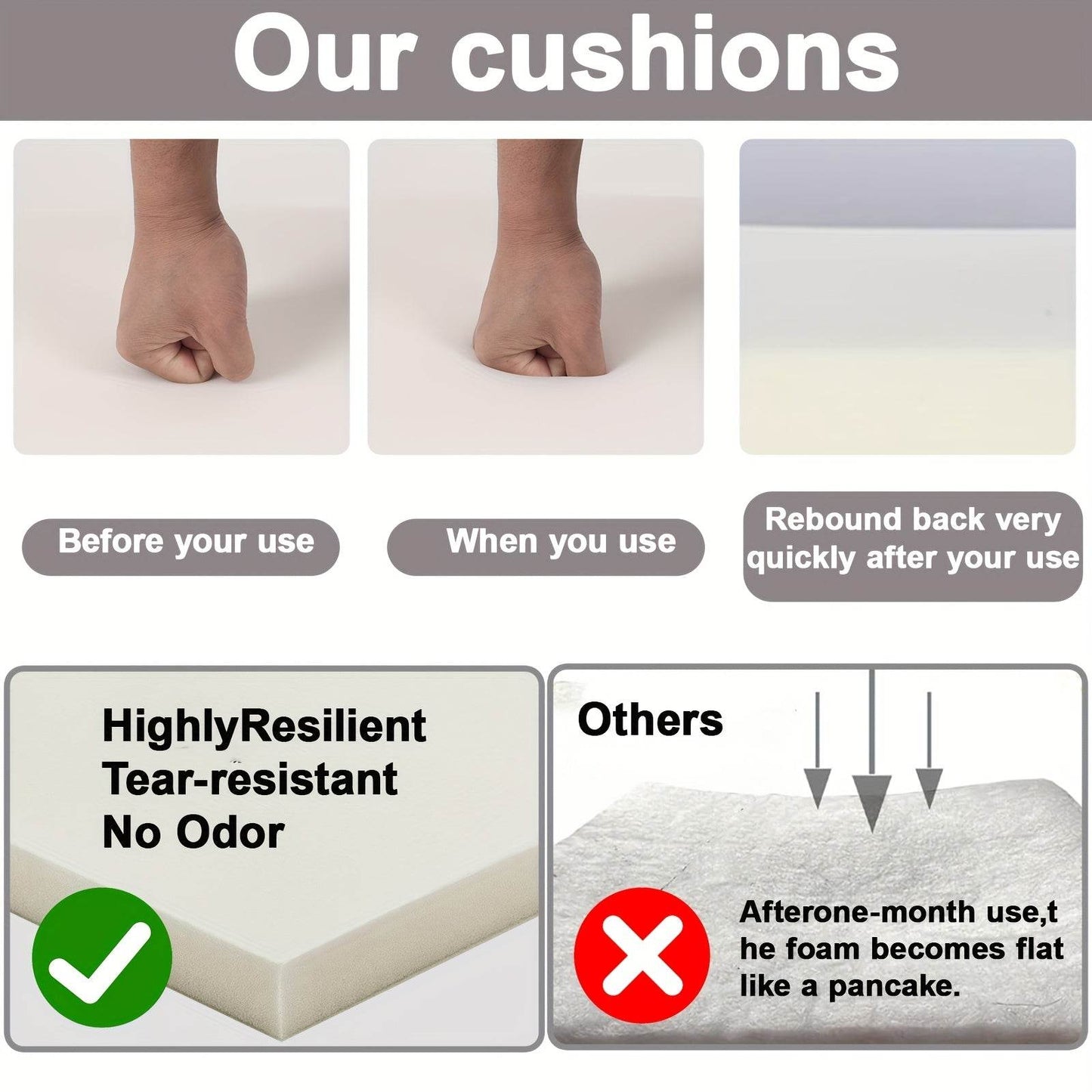 2PCS Patio Lounge Chair Cushions w/ Ties for Outdoor Comfort