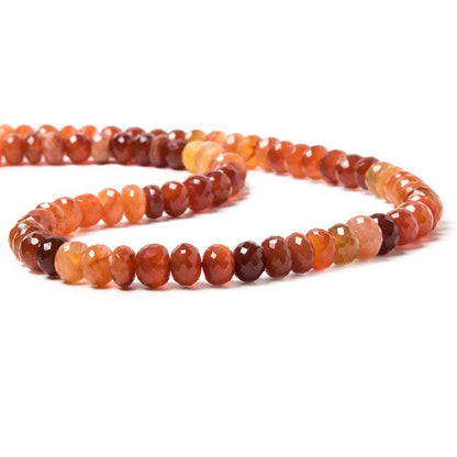Carnelian Faceted Rondelles Beads, 15.75 inch, 6-8mm diameter, 78 pieces