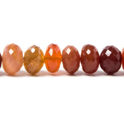 Carnelian Faceted Rondelles Beads, 15.75 inch, 6-8mm diameter, 78 pieces