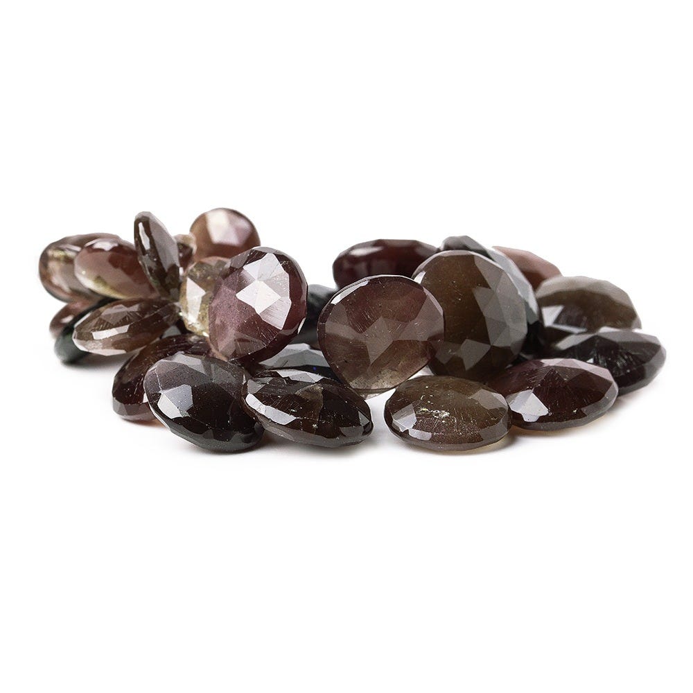 Cat's Eye Scapolite Faceted Heart Briolette Beads, 7 inch, 9x9x4-18x18x8mm, 39 pieces