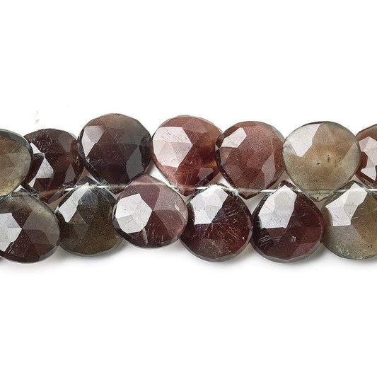 Cat's Eye Scapolite Faceted Heart Briolette Beads, 8 inch, 11x11x5-12x12x5mm, 48 pieces