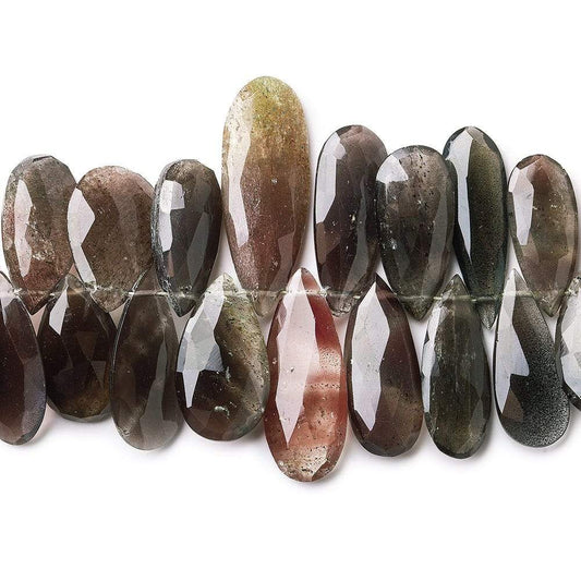 Cat's Eye Scapolite Faceted Pear Briolette Beads, 8 inch, 10x6-27x10mm, 56 pieces