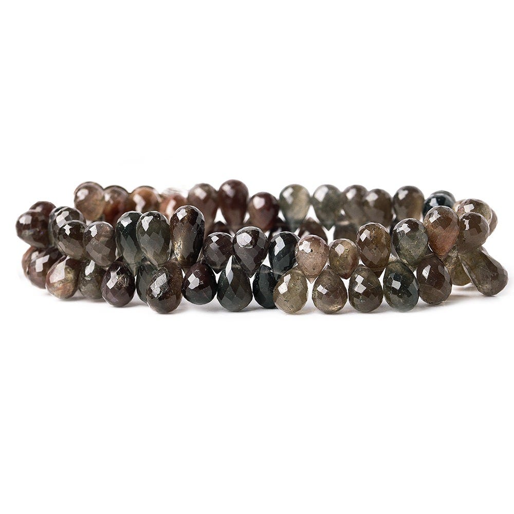 Cat's Eye Scapolite Faceted Tear Drop Briolette Beads, 7.75 inch, 8x6-12x6mm, 71 pieces