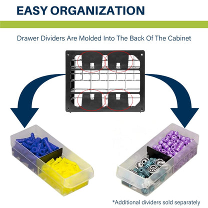 64-Drawer Plastic Drawer Storage Cabinet for Garage Organization, Bead Organizer, Building Bricks Storage, Teacher Toolbox, Makeup Organizer, 20-Inch W X 6-Inch D X 16-Inch H, 10164 Black