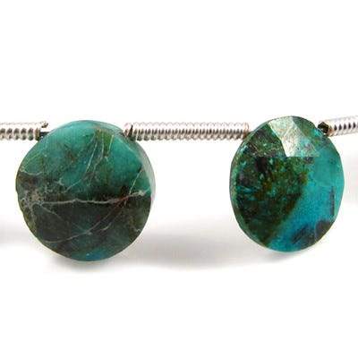Chrysocolla Faceted Coin Beads