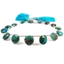 Chrysocolla Faceted Coin Beads
