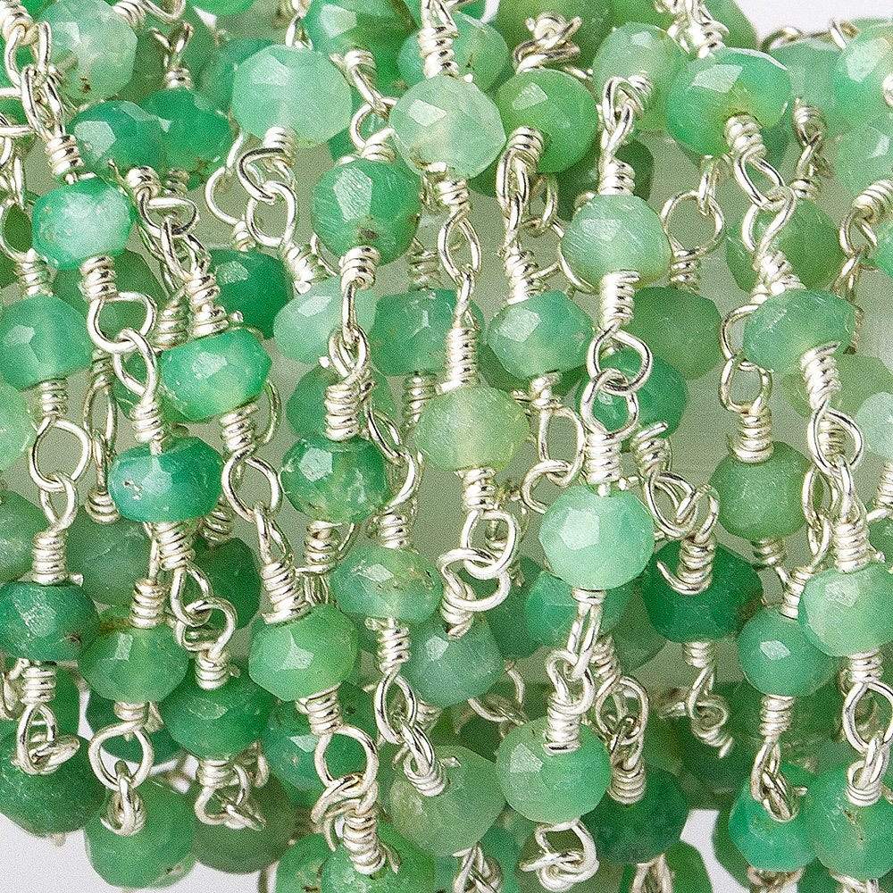 Chrysoprase Silver plated Wire Wrapped Chain