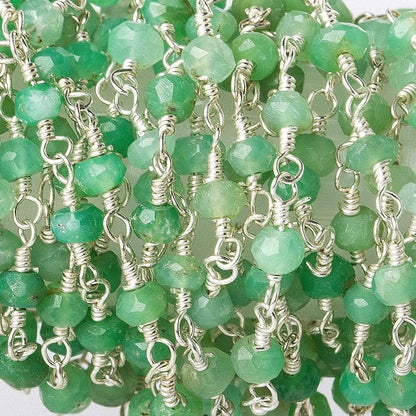 Chrysoprase Silver plated Wire Wrapped Chain