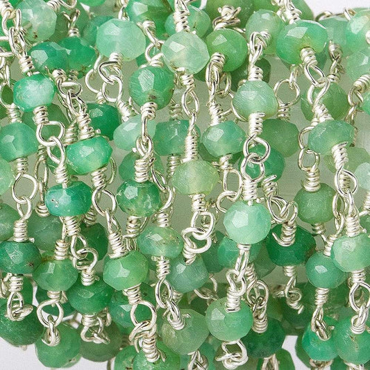 Chrysoprase Silver plated Wire Wrapped Chain