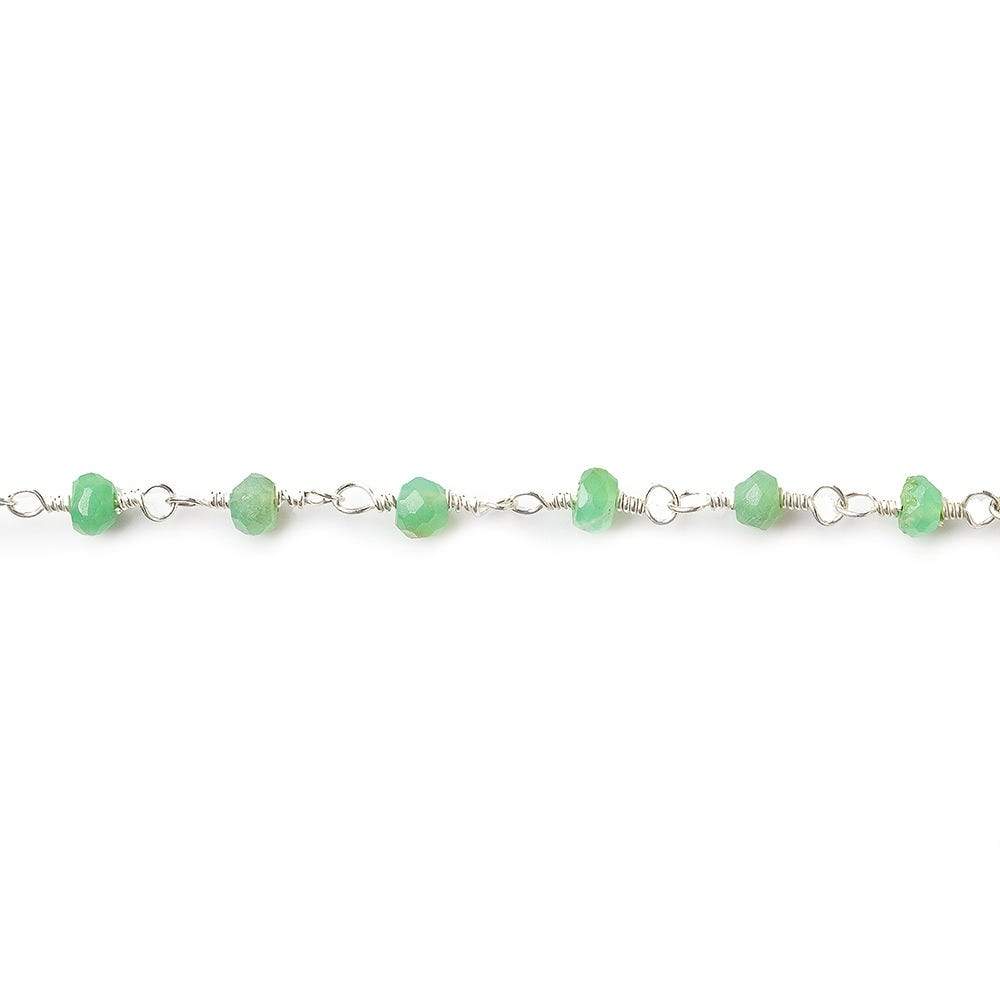 Chrysoprase Silver plated Wire Wrapped Chain
