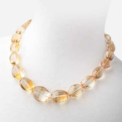 Citrine Checkerboard Faceted Oval Necklace with a 14kt Gold Clasp AAA