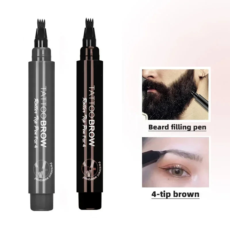 4-Tip Beard Pen Beard Filler Penci Beard Hair Enhancer Lasting Repair Moustache Coloring Shaping Tools Hair Eyebrow Pencil