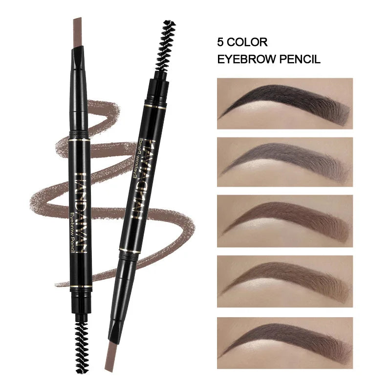 Double-Ended 5 Colors Eyebrow Pencil Natural Non-Fading Waterproof Long-Lasting Filling and Outlining Eyebrow