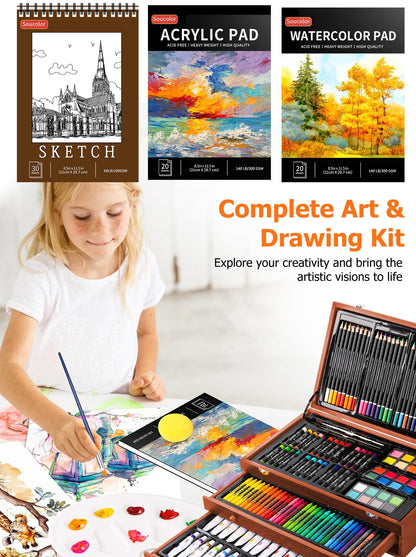 Art Supplies, 192-Pack Deluxe Art Set Drawing Painting Supplies Art Kit with ...