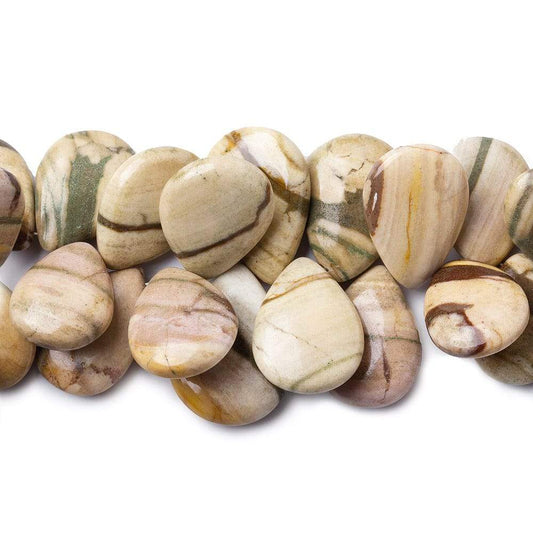 11x8-20x15mm Desert Khaki Jasper Plain Pear Beads 8 inch 49 pieces