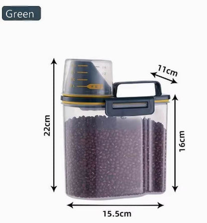 Premium Rice and Grains Storage Canister with Measuring Cup - Moisture, Insect, and Dust Proof for Your Kitchen!