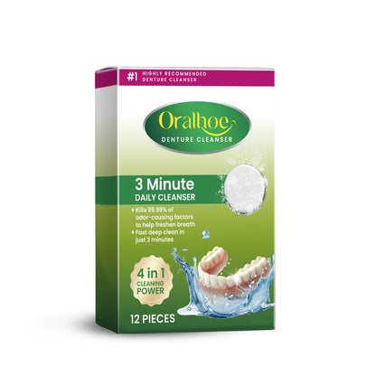 Oralhoe 12Pcs Denture Cleaning Tablets Fake Teeth Remove Stains Refreshing Oral Odor Care False Tooth Retainer Cleaner Tablets