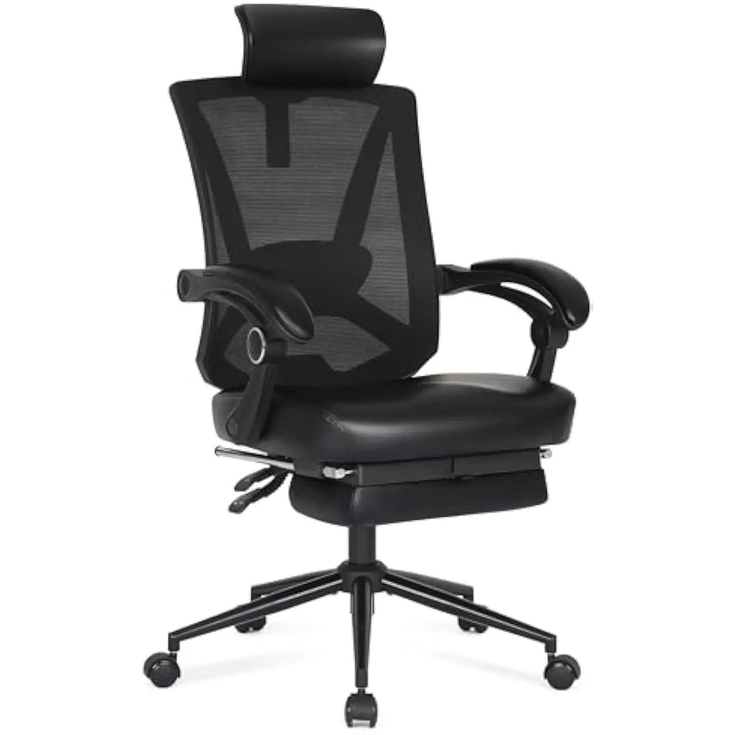 Ergonomic Office Chair with Footrest, Ergonomic Desk Chair with Adjustable 2D Lumbar Support, High Back Computer Chair with Ad