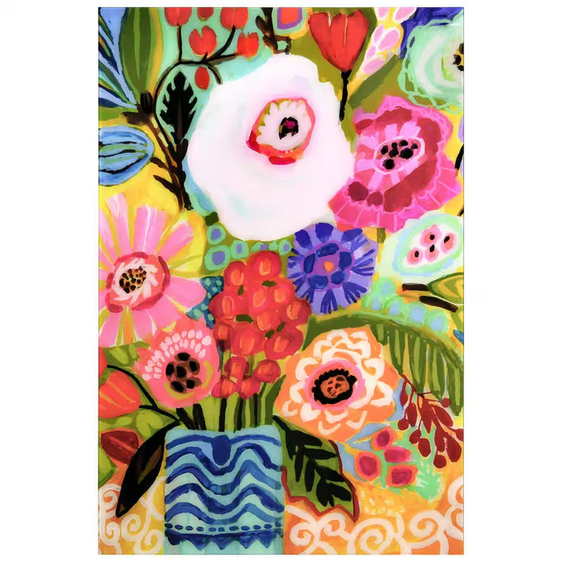 "Fresh Flowers in Vase II" by EAD Art Coop Frameless Free-Floating Tempered Art Glass Wall Art