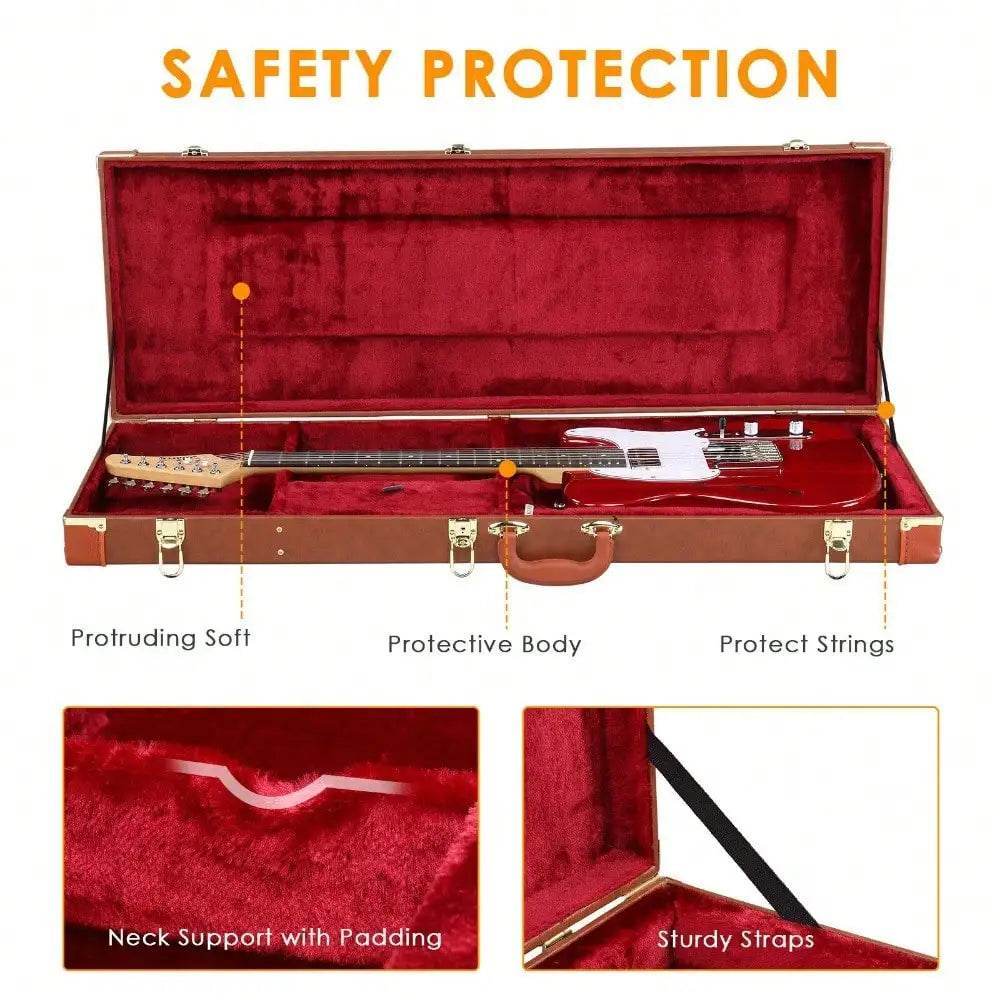 Hard Shell Wooden Case for Electric Guitar Protection