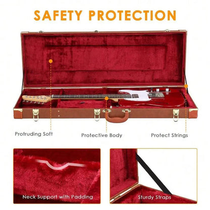 Hard Shell Wooden Case for Electric Guitar Protection