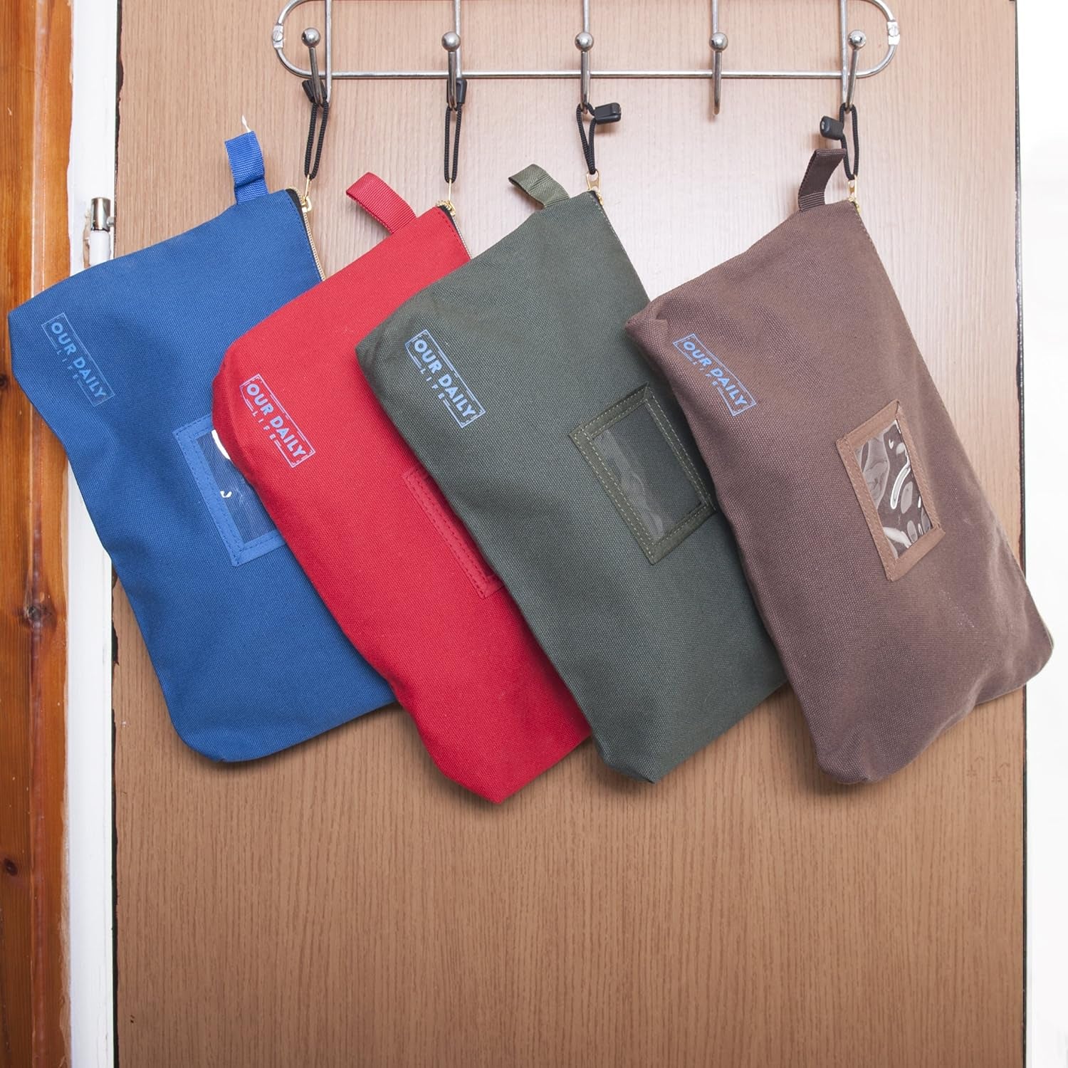 Canvas Zipper Tool Bags - 16Oz Heavy Duty Utility Canvas Tool Pouch with Zipper - Water Resistant 13.7"X8.5" Spacious Storage - 4 Pack Canvas Tool Bag Organizer Set - Tools, Cosmetics, Art and More.