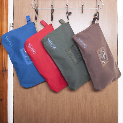 Canvas Zipper Tool Bags - 16Oz Heavy Duty Utility Canvas Tool Pouch with Zipper - Water Resistant 13.7"X8.5" Spacious Storage - 4 Pack Canvas Tool Bag Organizer Set - Tools, Cosmetics, Art and More.