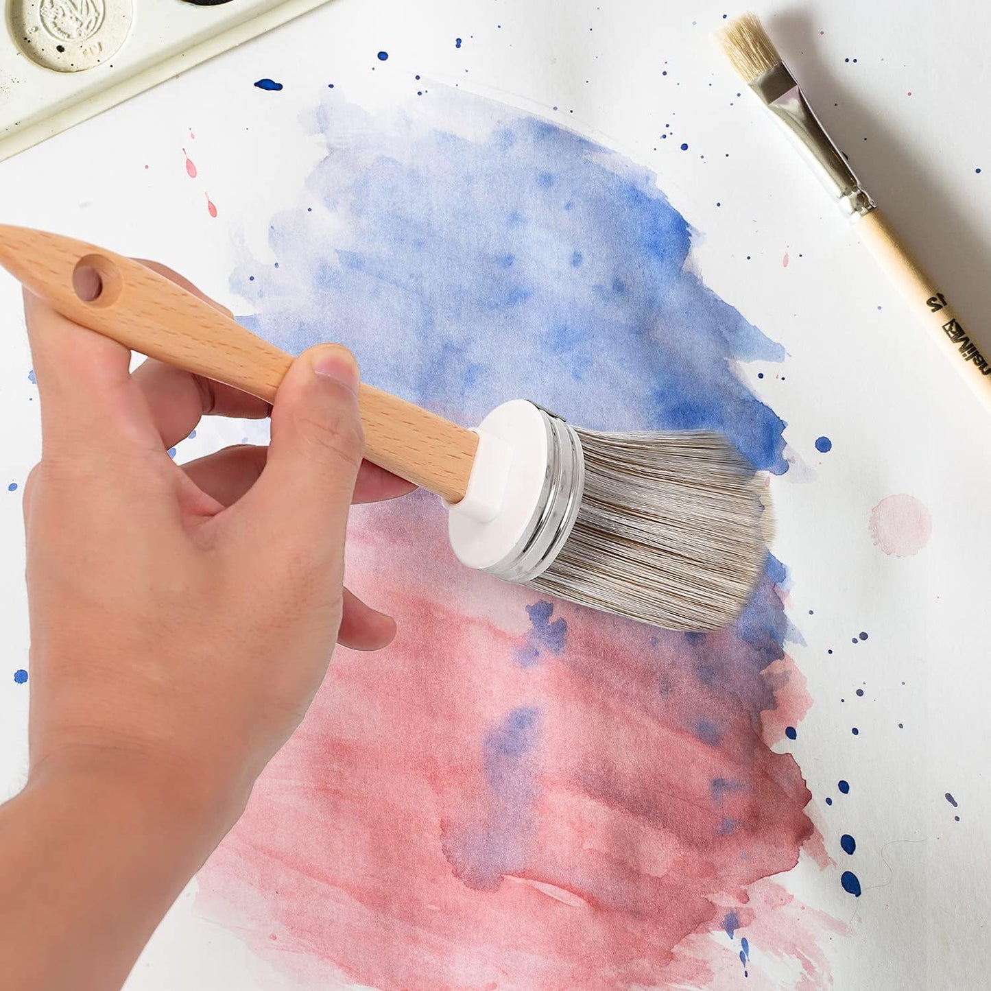 Professional Chalk and Milk Painting and Wax Brush for Furniture,Diy Painting Soft round Brush,Stencils Brush,Large Oval Brush,Easy Cleaning