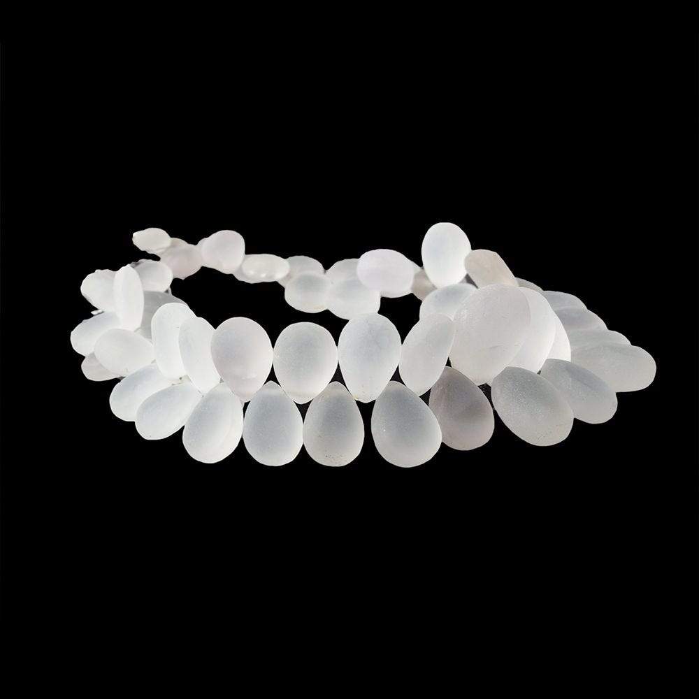 8x6-16x11mm Frosted Crystal Quartz Plain Pear Beads 8 inch 55 pieces