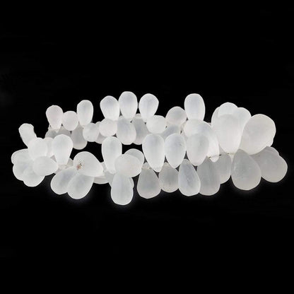 9x5-14x9mm Frosted Crystal Quartz Plain Tear Drop Beads 8 inch 72 pieces