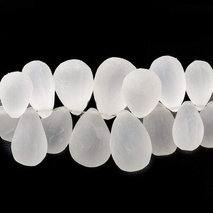 9x5-14x9mm Frosted Crystal Quartz Plain Tear Drop Beads 8 inch 72 pieces