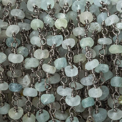 Frosted Multi Beryl plain rondelle Black Gold plated Chain by the foot 39 pcs