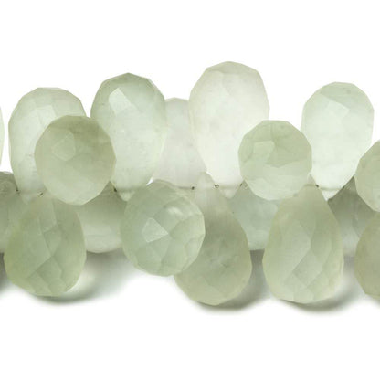 12x8-15x9mm Frosted Prasiolite Faceted Tear Drop Beads 7.5 inch 67 pieces